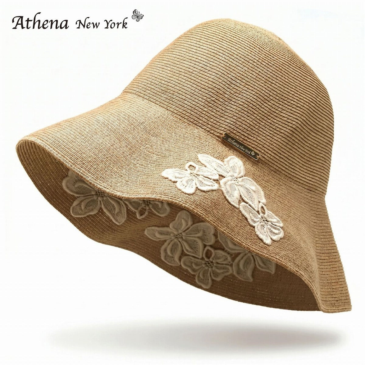 アシーナニューヨーク つば広ハット タン×シャンパンベージュ | Athena New York Amanda