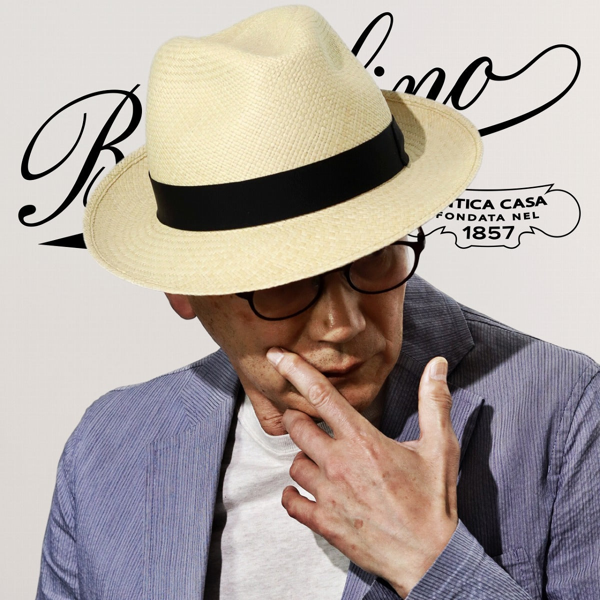 ボルサリーノ パナマハット ナチュラル×ブラック | Borsalino Quito
