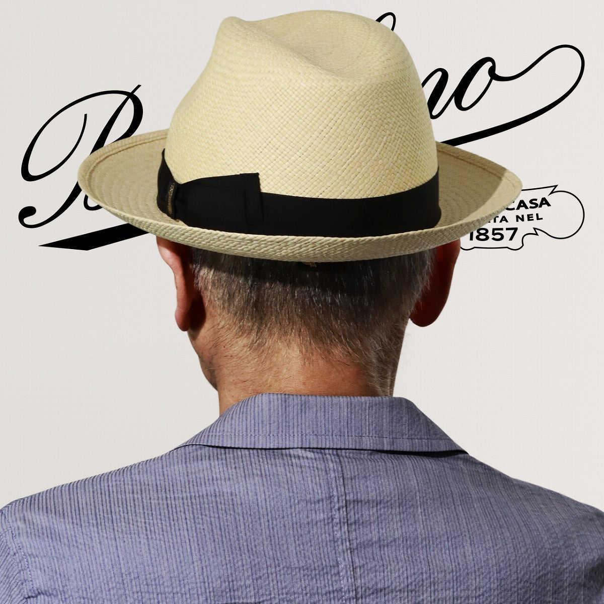 ボルサリーノ パナマハット ナチュラル×ブラック | Borsalino Quito