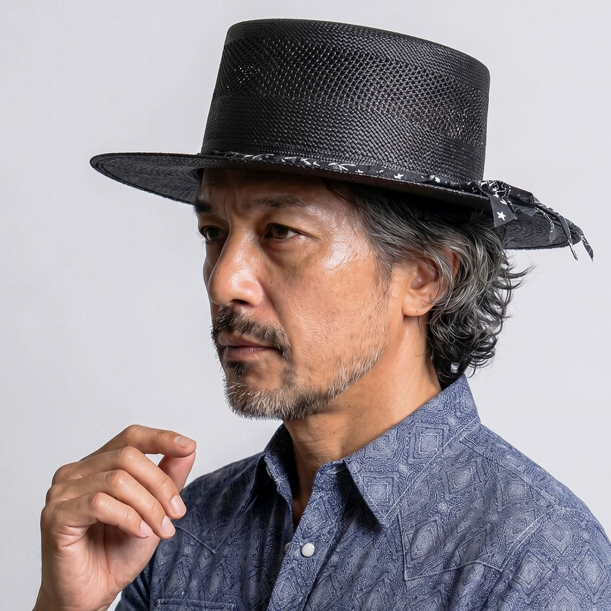 ステットソン カンカン帽 ブラック | STETSON Bandana Ribbon Boater