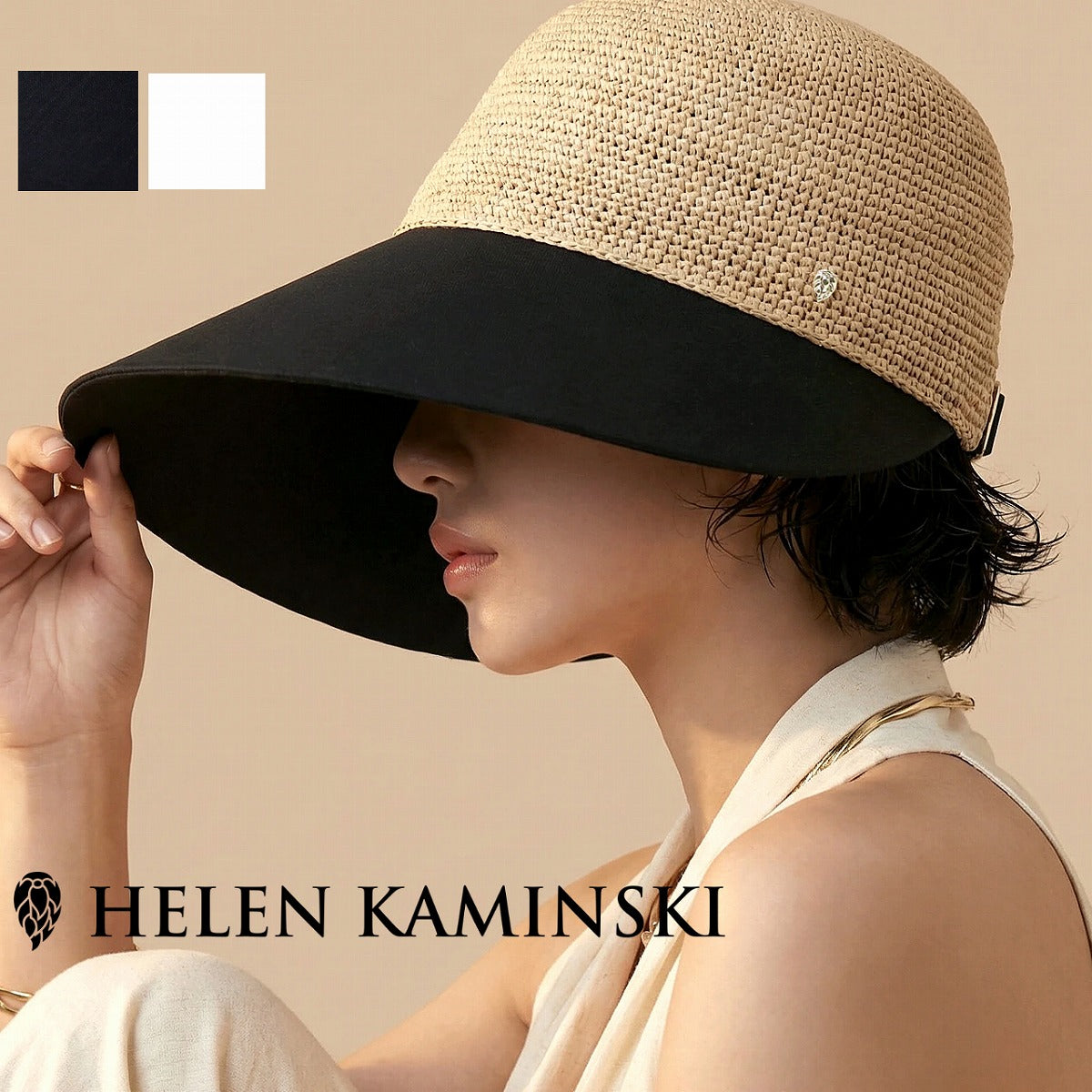 ヘレンカミンスキー キャップ ナチュラル×ブラック | HELEN KAMINSKI Blaise