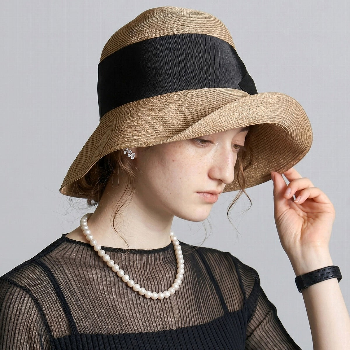 アシーナニューヨーク つば広ハット タン×ブラック | Athena New York Risako