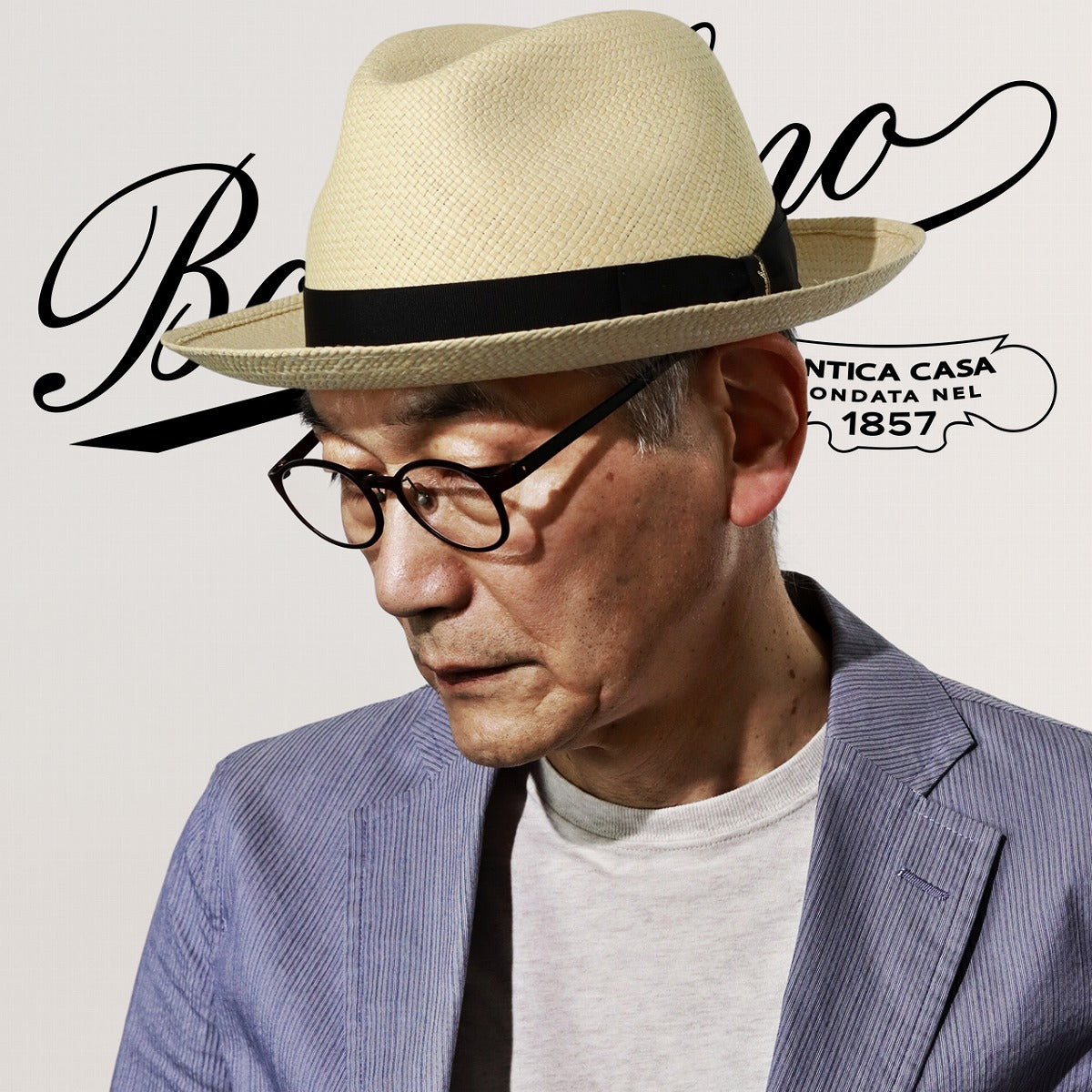 ボルサリーノ パナマハット ナチュラル×ブラック | Borsalino Quito