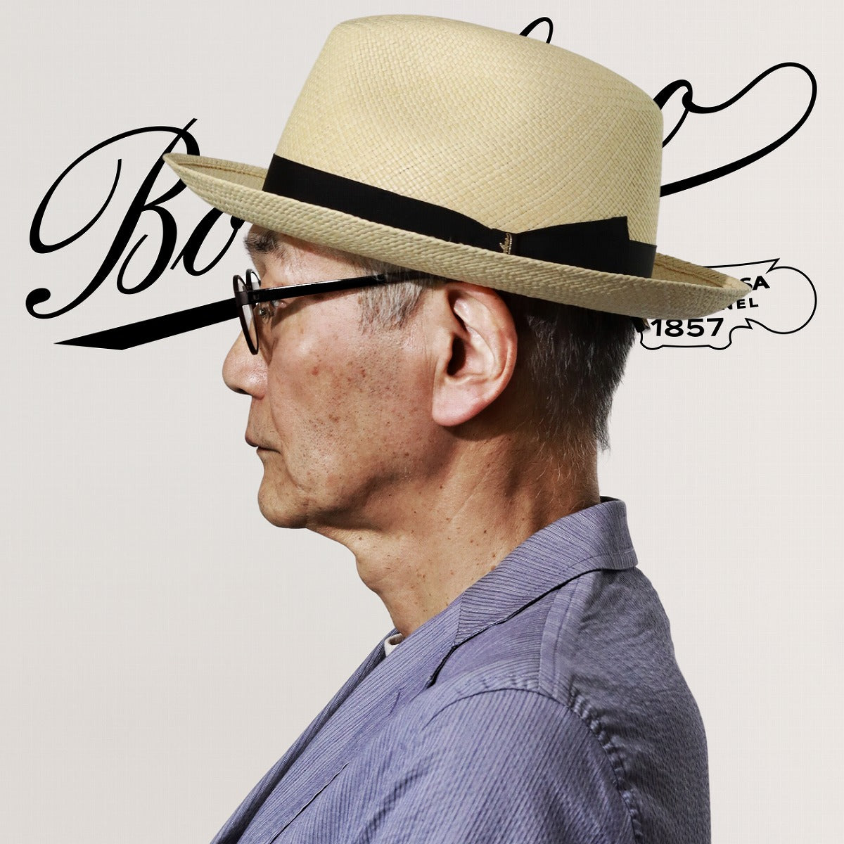 ボルサリーノ パナマハット ナチュラル×ブラック | Borsalino Quito