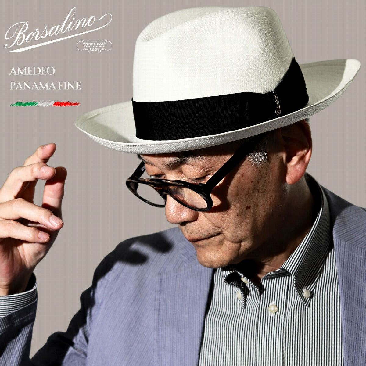 ボルサリーノ パナマハット ブリーチ×ブラック | Borsalino Amedeo