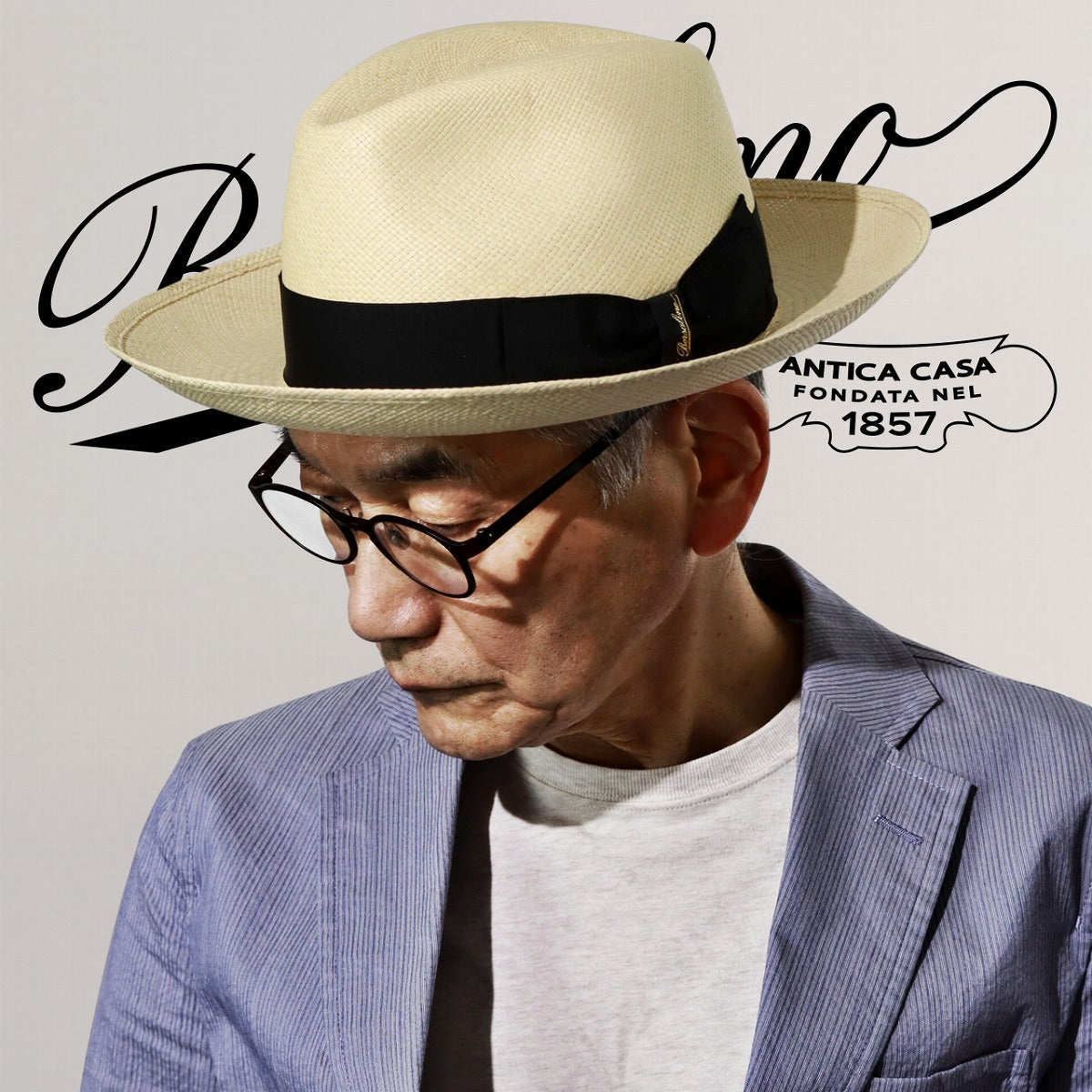 ボルサリーノ パナマハット ナチュラル×ブラック | Borsalino Quito