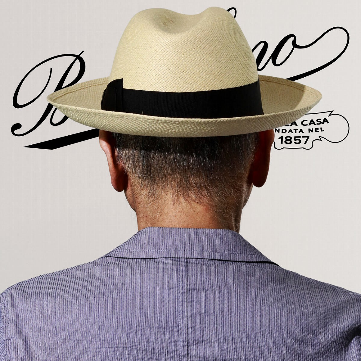 ボルサリーノ パナマハット ナチュラル×ブラック | Borsalino Quito