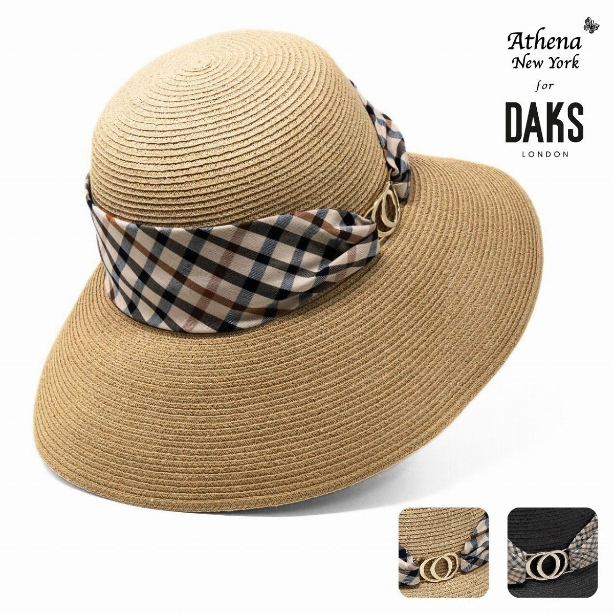 アシーナニューヨーク つば広ハット ブラック | Athena New York × DAKS