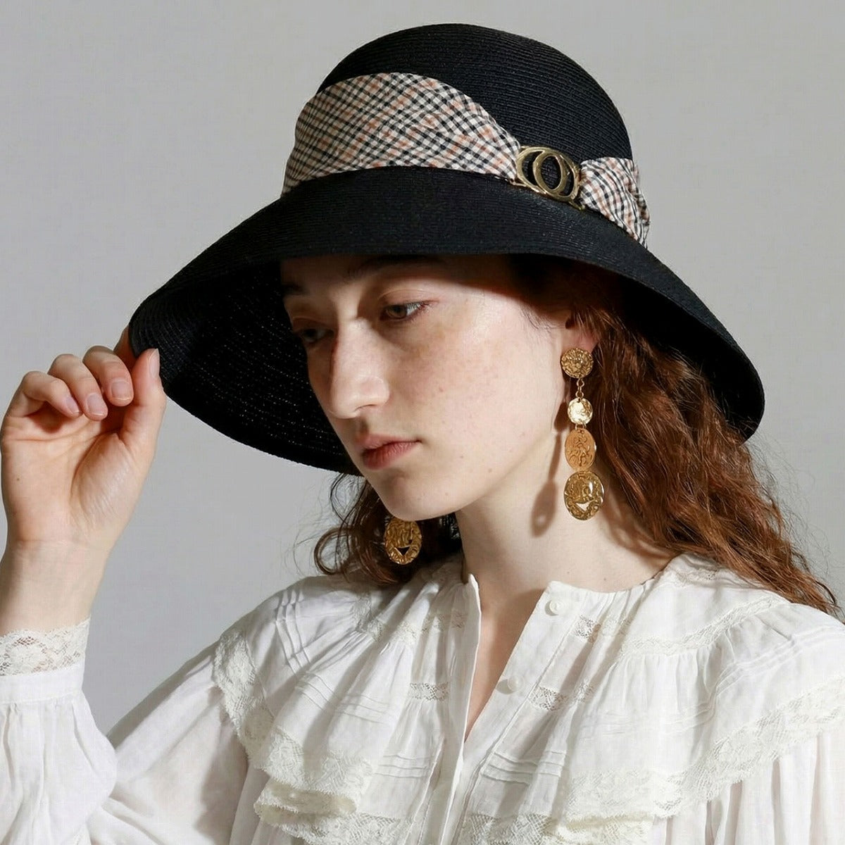 アシーナニューヨーク つば広ハット ブラック | Athena New York × DAKS