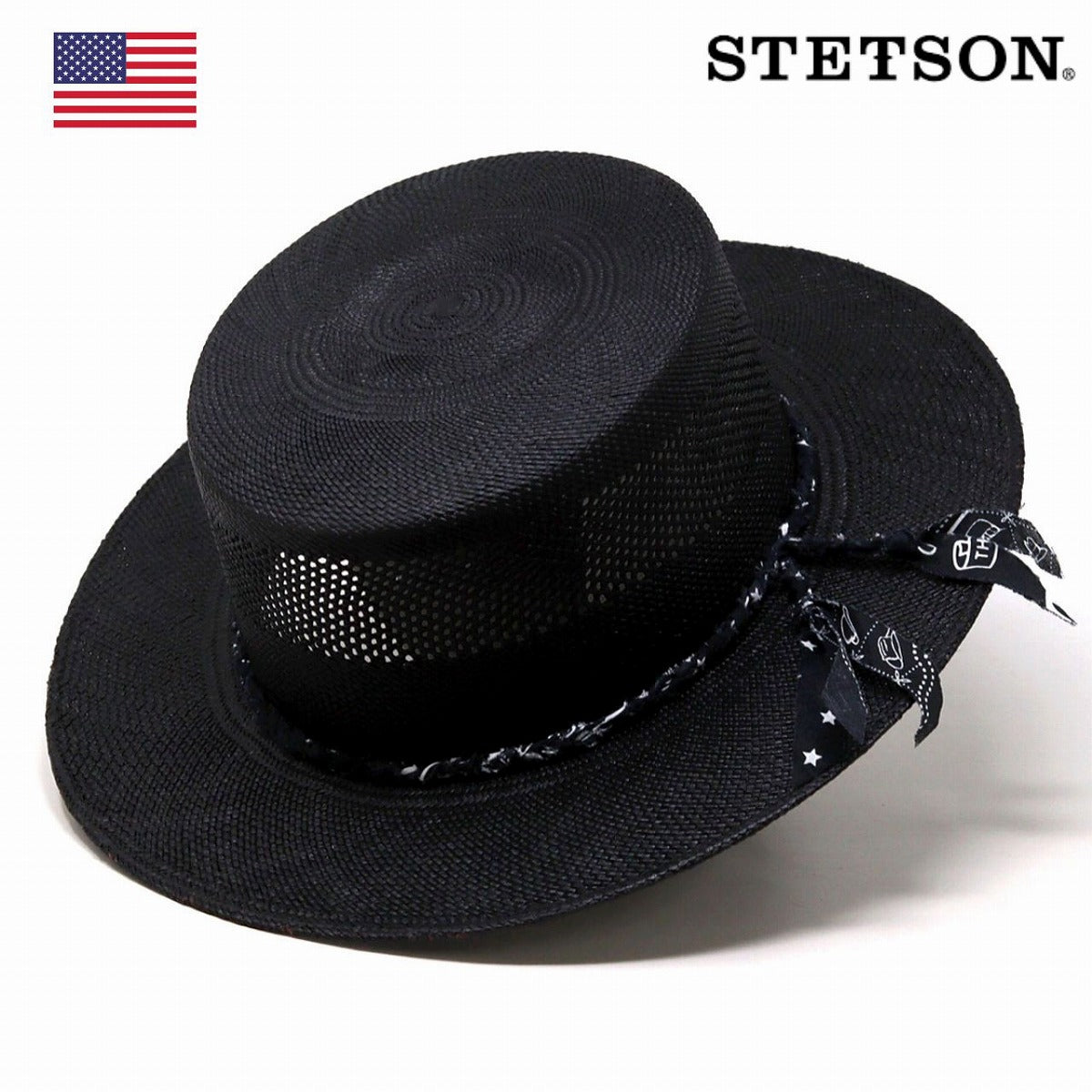 ステットソン カンカン帽 ブラック | STETSON Bandana Ribbon Boater
